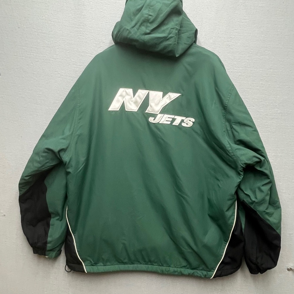 Reebok NFL New York Jets Pullover Jacket Mens XL Green Black Vintage Half Zip